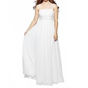 NEW MILANO FORMALS women's goddess aura gown in white